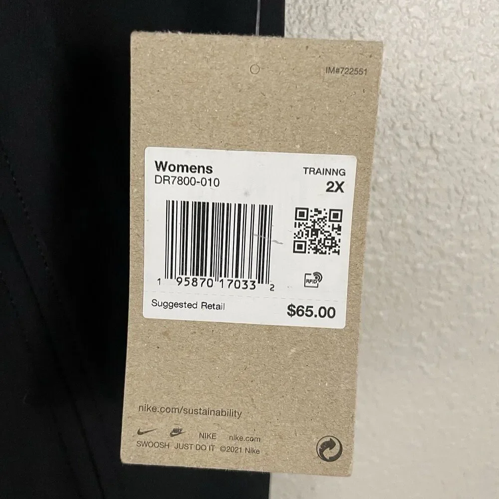Nike Yoga Womens 2X Black Dri Fit High Rise 7/8 Length Legging Pant